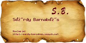 Sárdy Barnabás névjegykártya